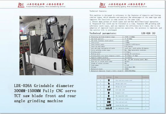研磨可能な直径200MM-1200MM 完全にCNCサーボ TCT サーブブレード研磨機 LDX-026A